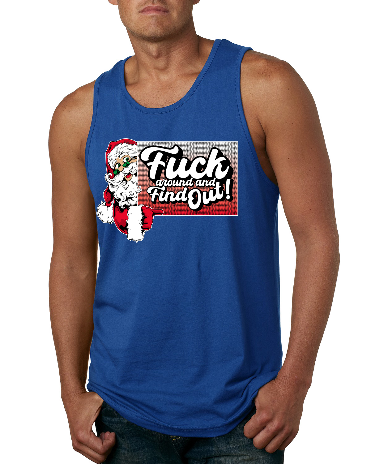 F Around And Find Out Santa Sign Men Tank Top - Picture 7 of 8