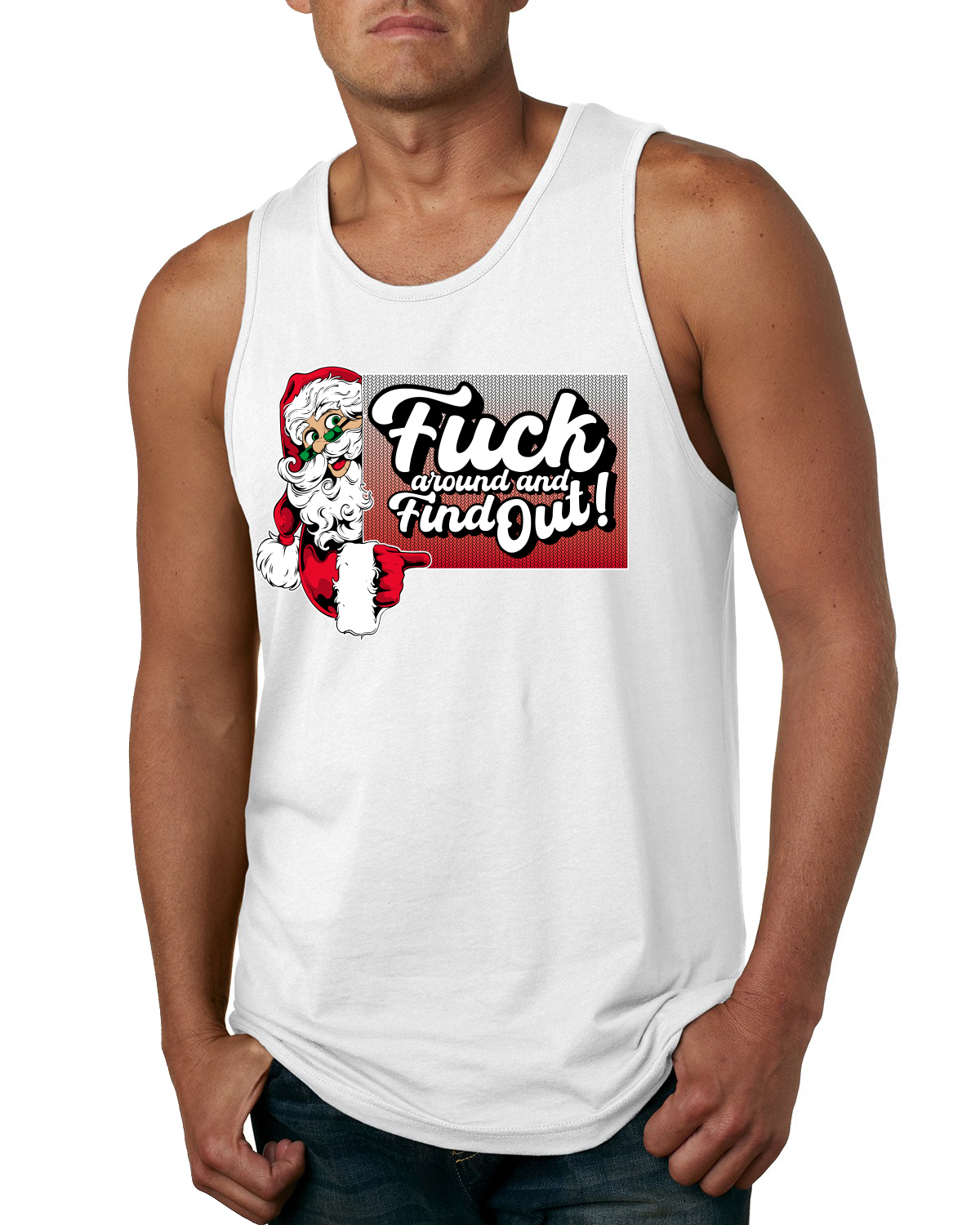 F Around And Find Out Santa Sign Men Tank Top - Picture 8 of 8