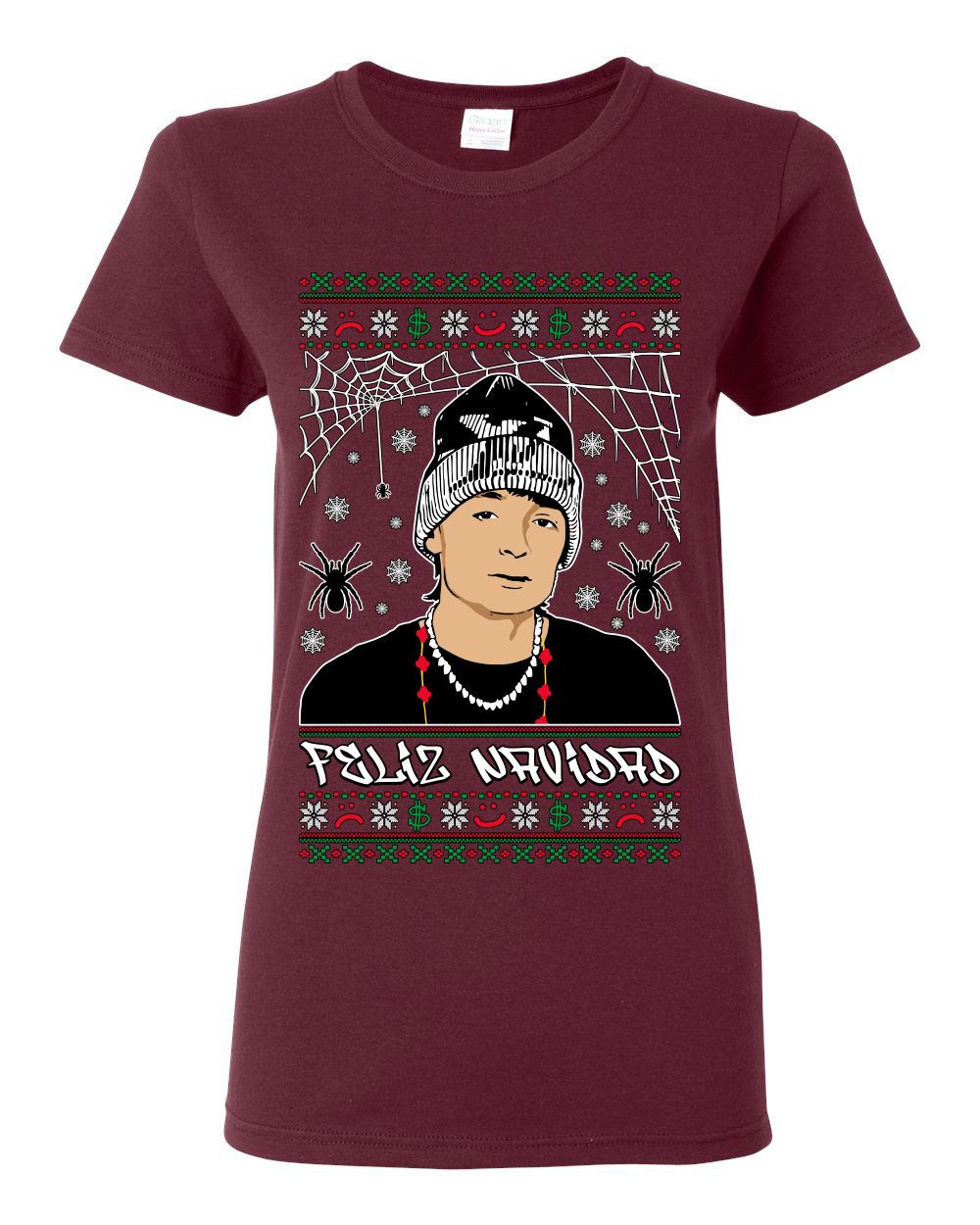 Camiseta gráfica para mujer Peso Feliz Navidad pluma - Imagen 7 de 12