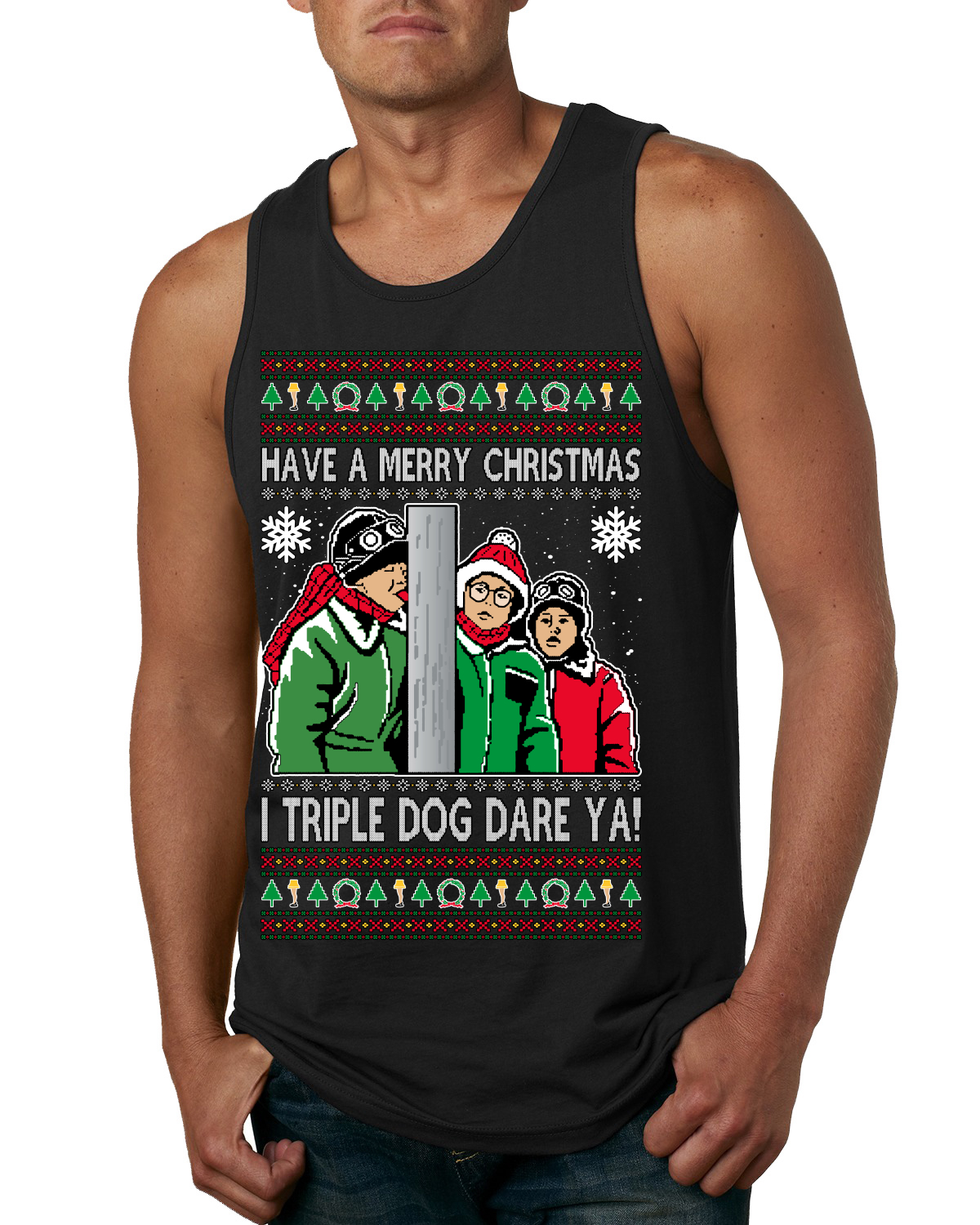 Camiseta sin mangas I Triple Dog Dare Ya Merry Story para hombre - Imagen 2 de 8
