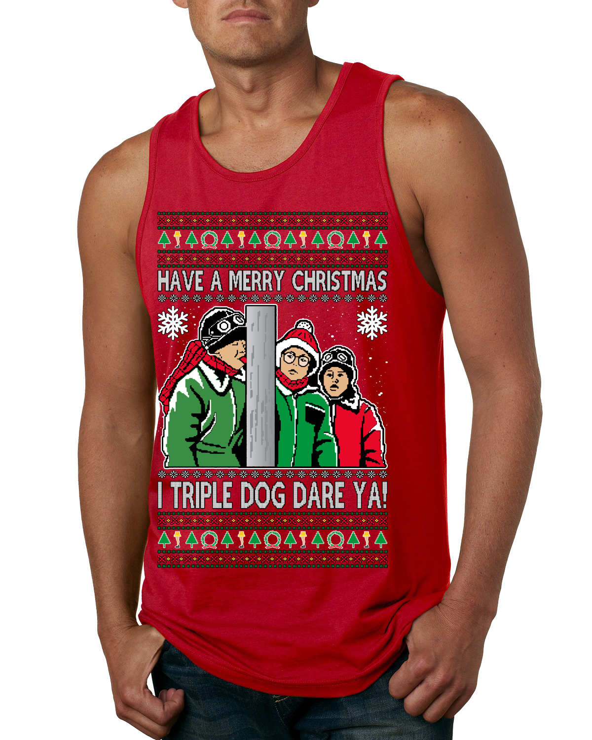 Camiseta sin mangas I Triple Dog Dare Ya Merry Story para hombre - Imagen 6 de 8