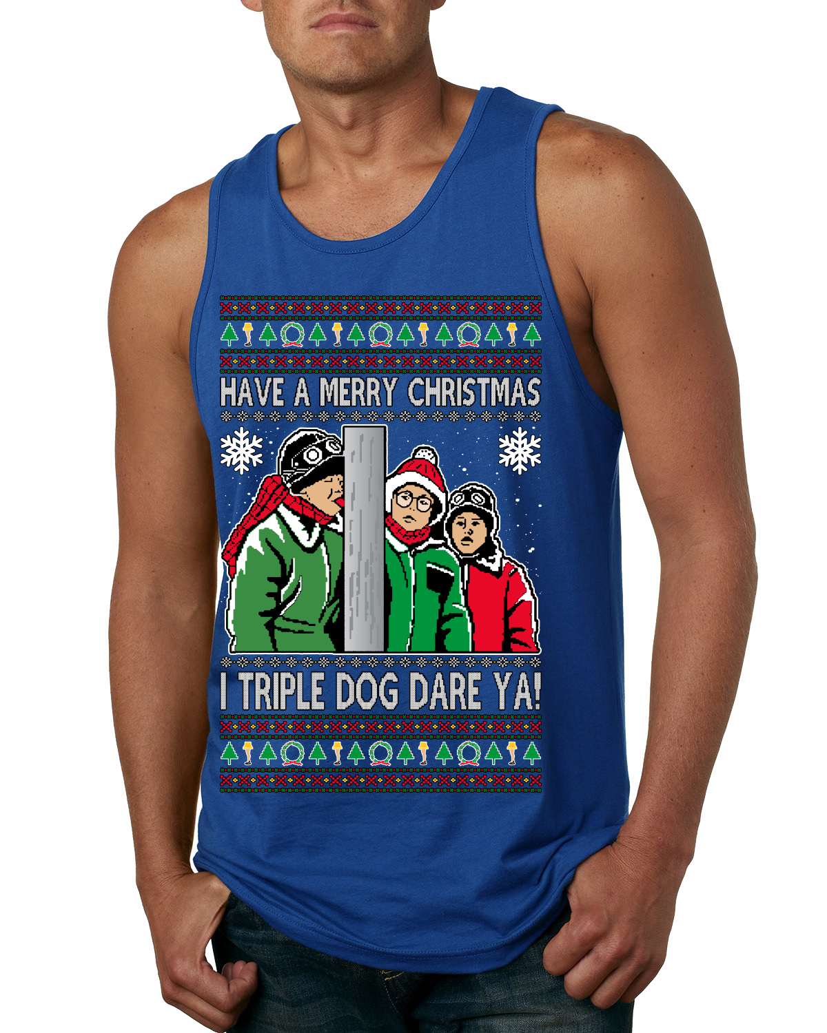 Camiseta sin mangas I Triple Dog Dare Ya Merry Story para hombre - Imagen 7 de 8