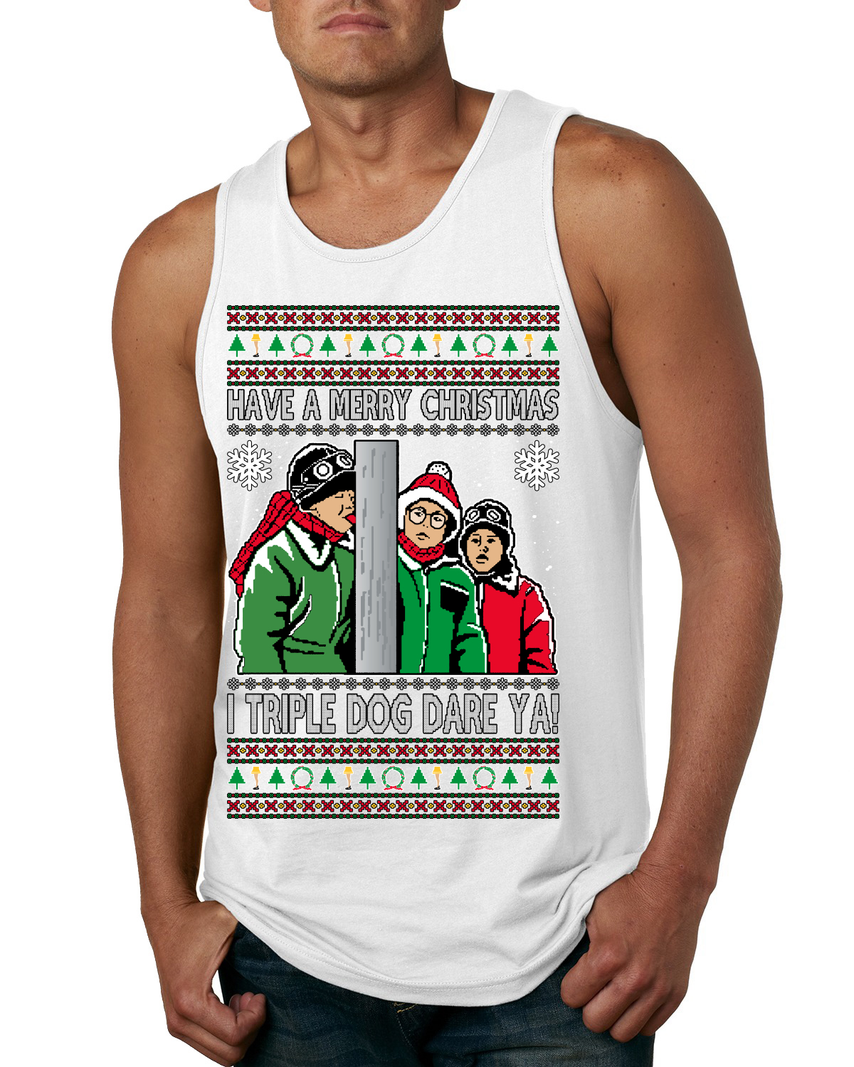 Camiseta sin mangas I Triple Dog Dare Ya Merry Story para hombre - Imagen 8 de 8