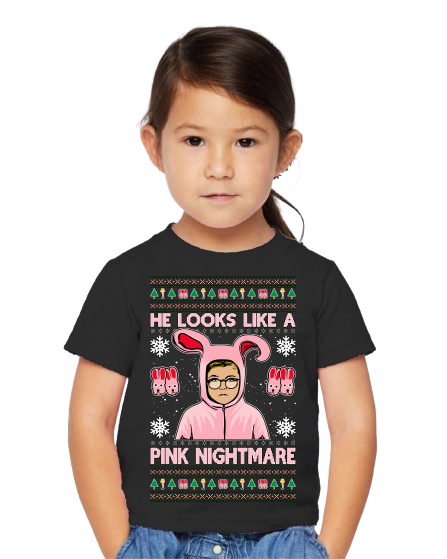 Camiseta gráfica He Looks Like A Pink Nightmare Story Navidad niño pequeño - Imagen 5 de 6