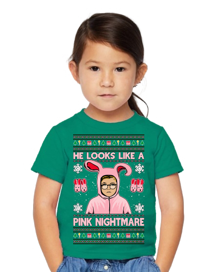 Camiseta gráfica He Looks Like A Pink Nightmare Story Navidad niño pequeño - Imagen 3 de 6