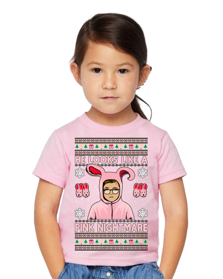 Camiseta gráfica He Looks Like A Pink Nightmare Story Navidad niño pequeño - Imagen 6 de 6