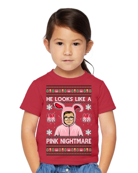 Camiseta gráfica He Looks Like A Pink Nightmare Story Navidad niño pequeño - Imagen 4 de 6