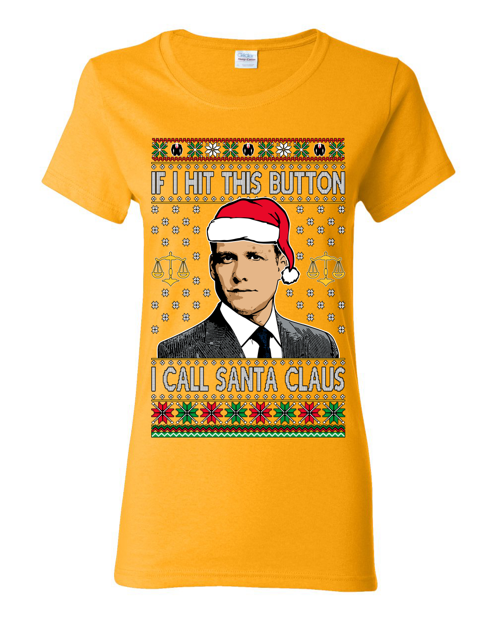 Camiseta gráfica Harvey Hit This Button I Call Santa Specter parodia para mujer - Imagen 16 de 16