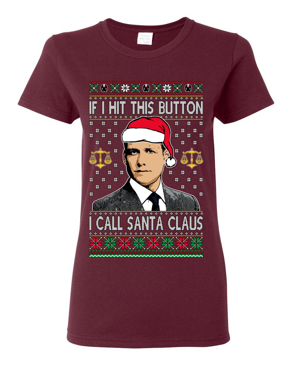 Camiseta gráfica Harvey Hit This Button I Call Santa Specter parodia para mujer - Imagen 10 de 16