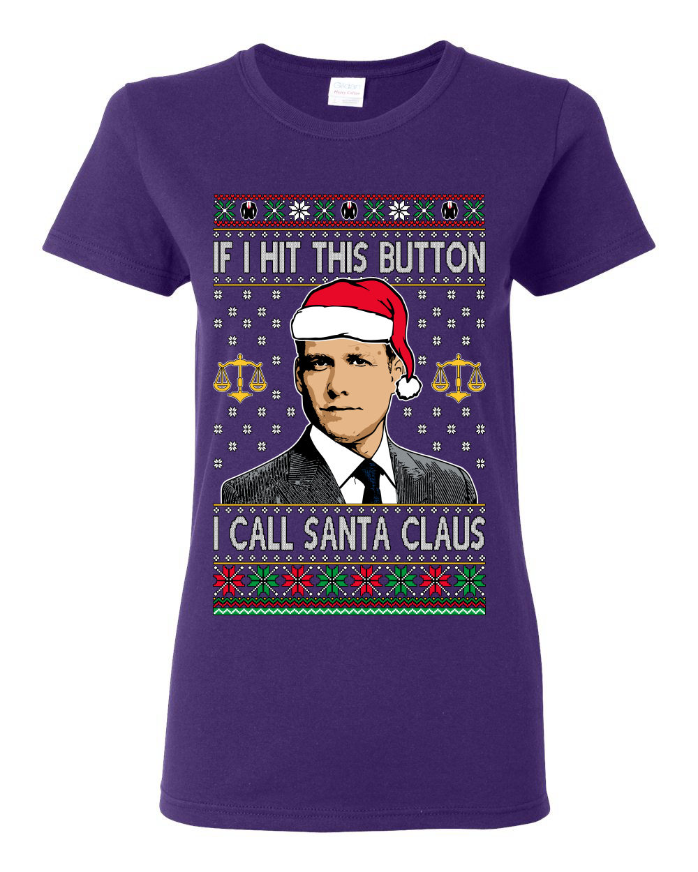 Camiseta gráfica Harvey Hit This Button I Call Santa Specter parodia para mujer - Imagen 12 de 16