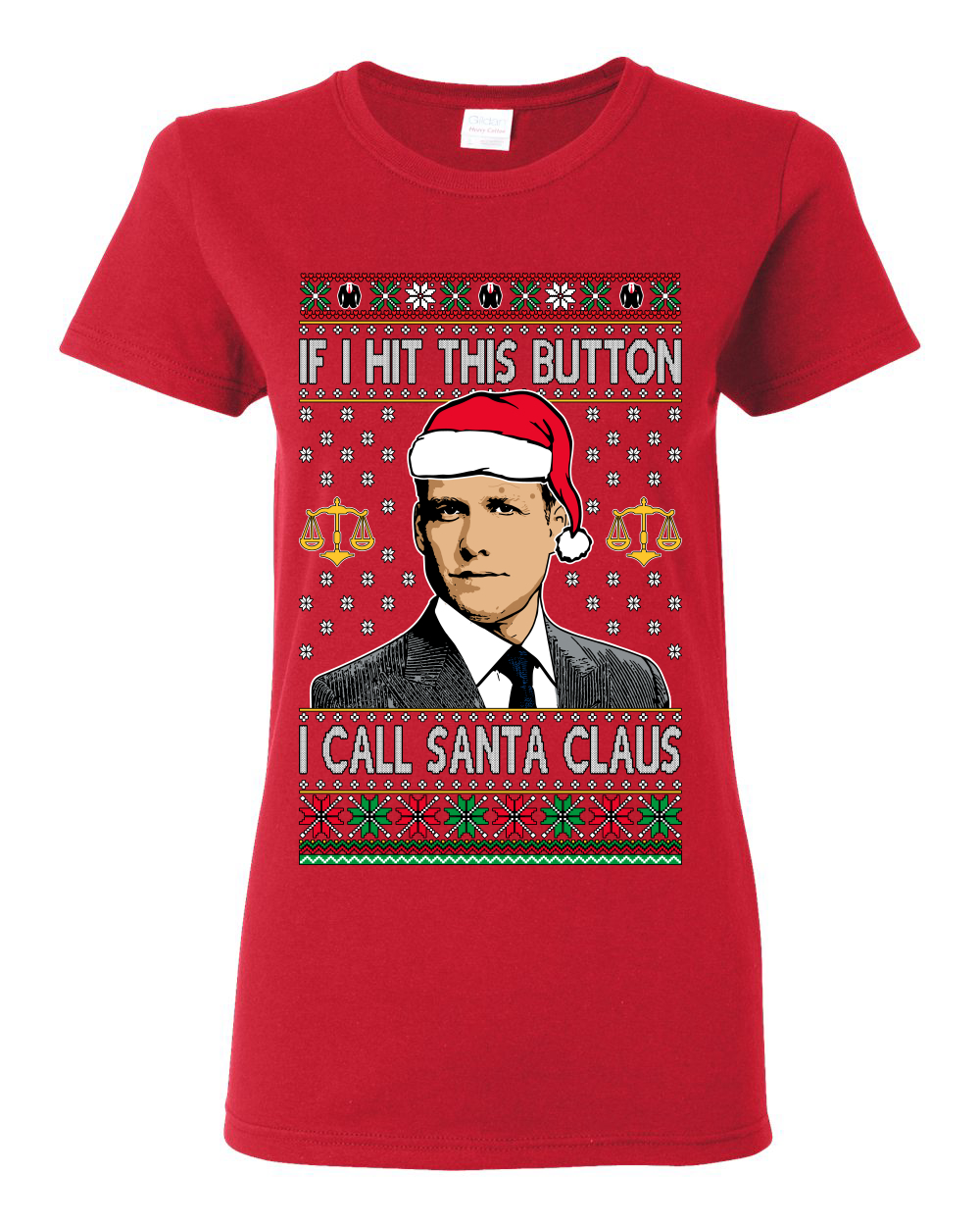 Camiseta gráfica Harvey Hit This Button I Call Santa Specter parodia para mujer - Imagen 13 de 16