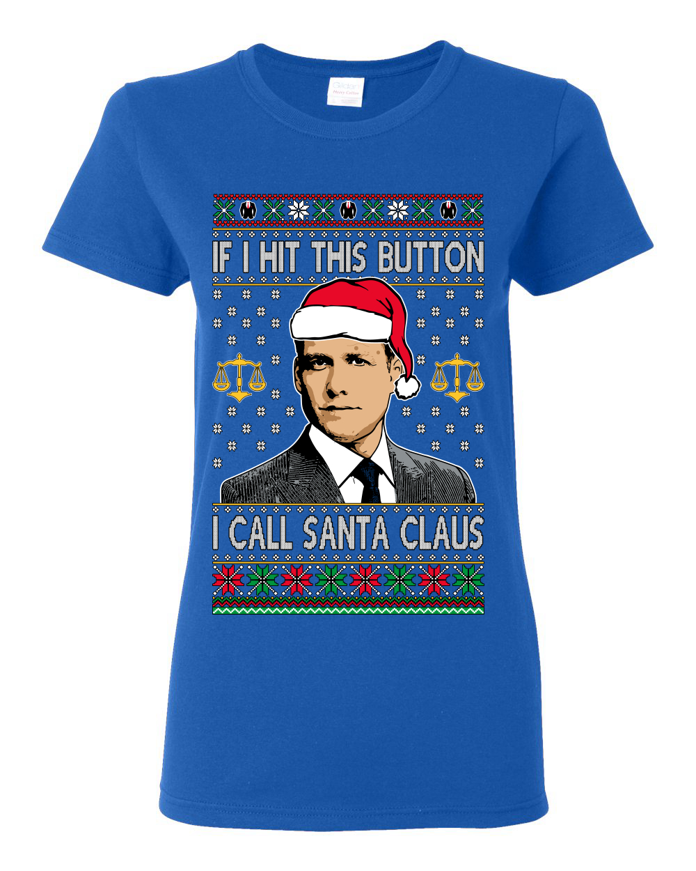 Camiseta gráfica Harvey Hit This Button I Call Santa Specter parodia para mujer - Imagen 14 de 16