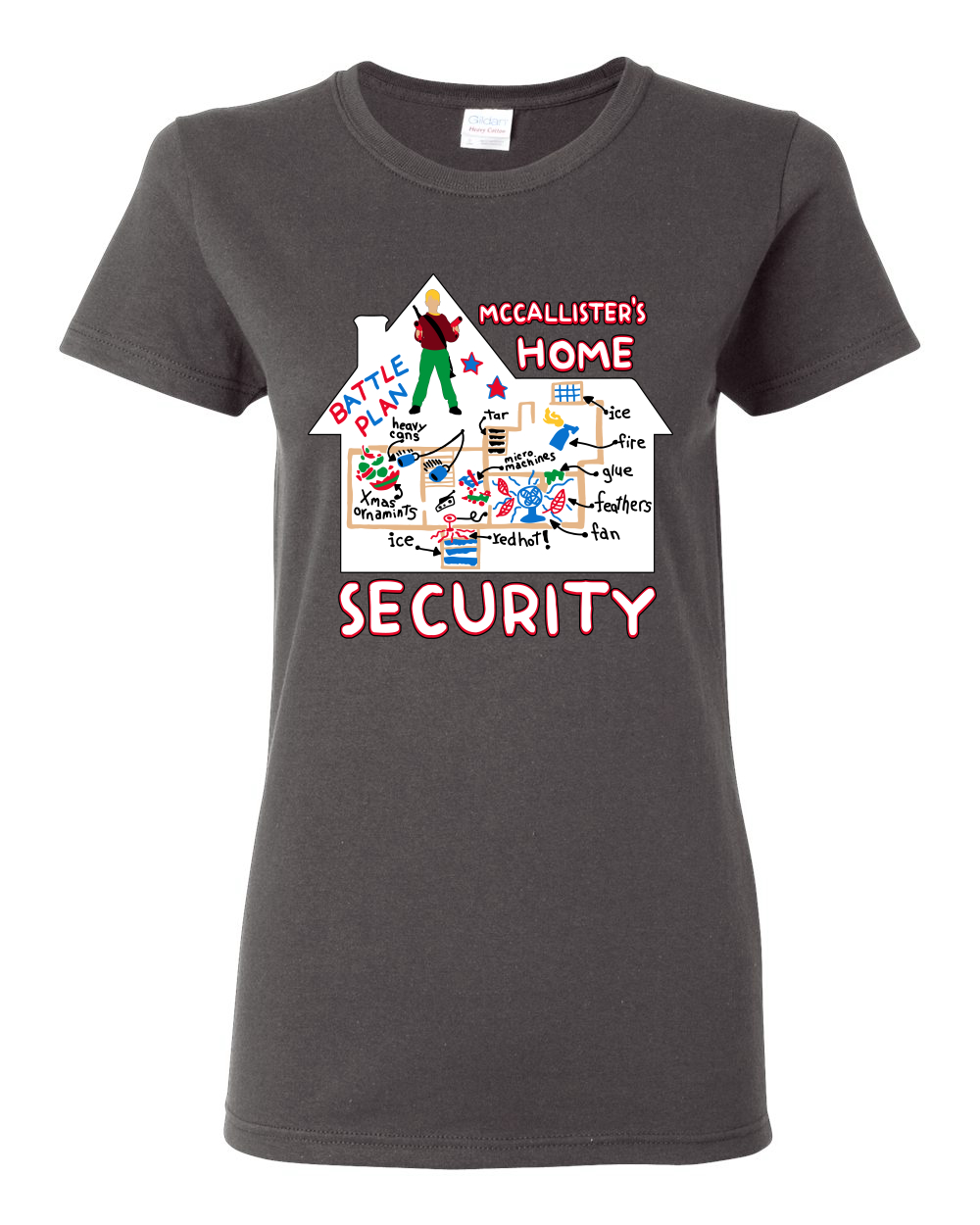 McCallister's Home Security Battle Plans Alone Women Graphic TShirt - Picture 4 of 16