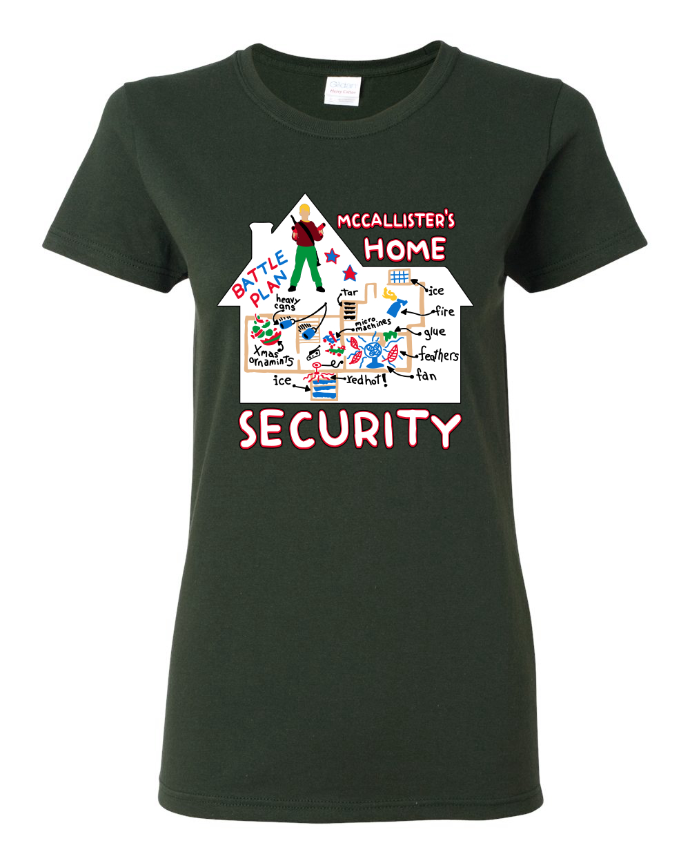 McCallister's Home Security Battle Plans Alone Women Graphic TShirt - Picture 5 of 16