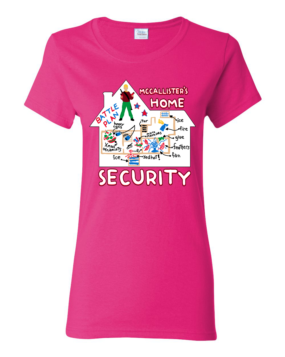 McCallister's Home Security Battle Plans Alone Women Graphic TShirt - Picture 6 of 16