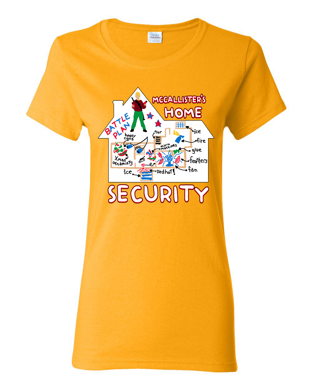 McCallister's Home Security Battle Plans Alone Women Graphic TShirt - Picture 16 of 16