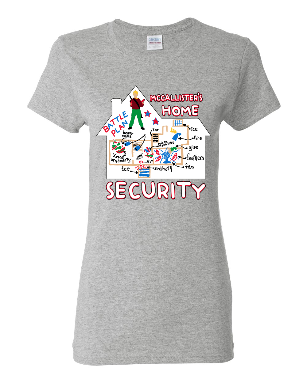 McCallister's Home Security Battle Plans Alone Women Graphic TShirt - Picture 7 of 16