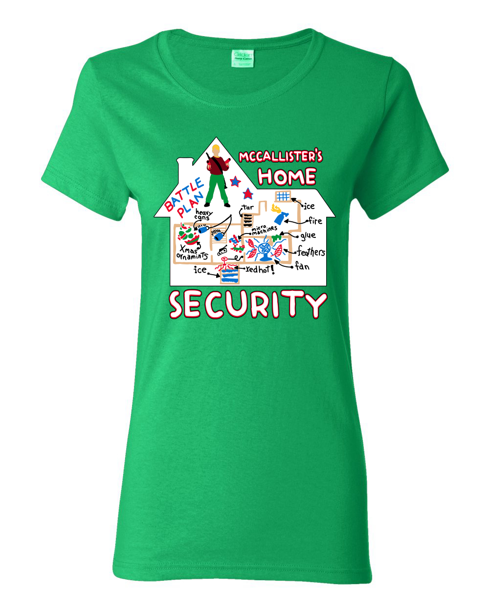 McCallister's Home Security Battle Plans Alone Women Graphic TShirt - Picture 8 of 16