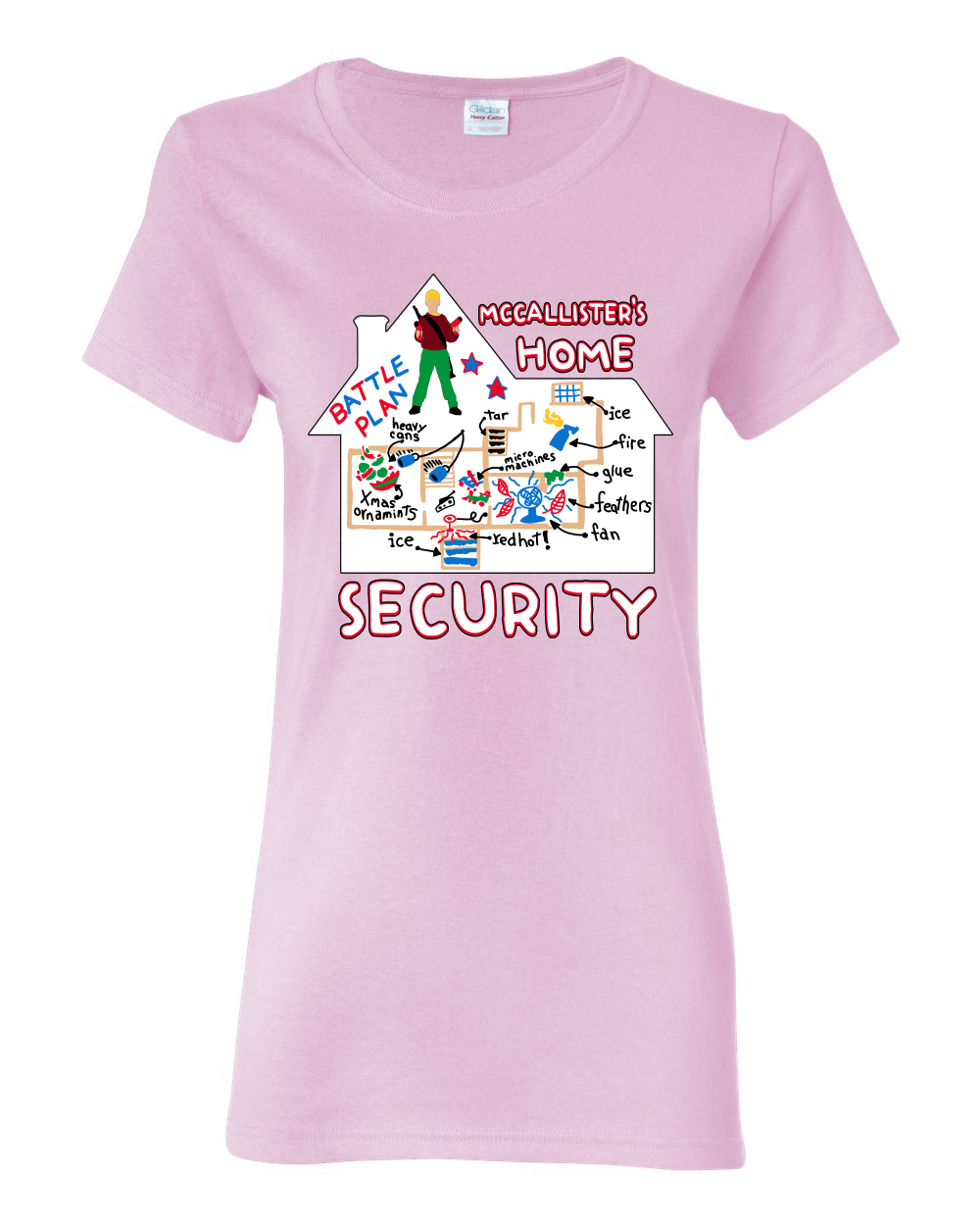 McCallister's Home Security Battle Plans Alone Women Graphic TShirt - Picture 9 of 16