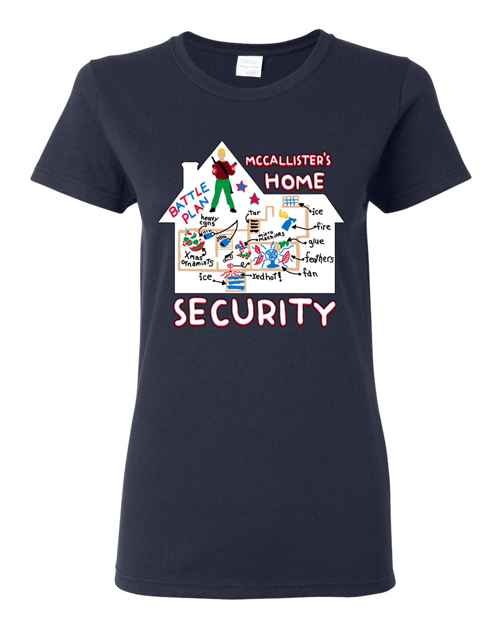 McCallister's Home Security Battle Plans Alone Women Graphic TShirt - Picture 11 of 16