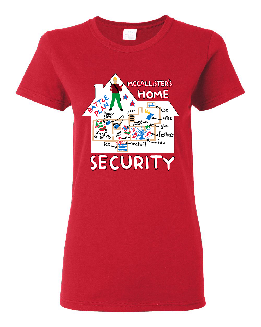 McCallister's Home Security Battle Plans Alone Women Graphic TShirt - Picture 13 of 16