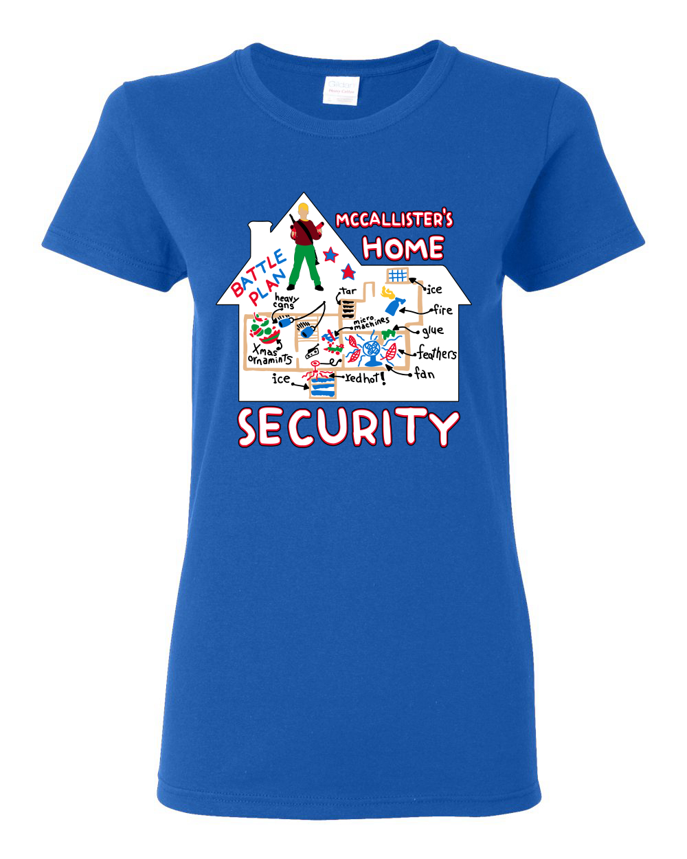 McCallister's Home Security Battle Plans Alone Women Graphic TShirt - Picture 14 of 16