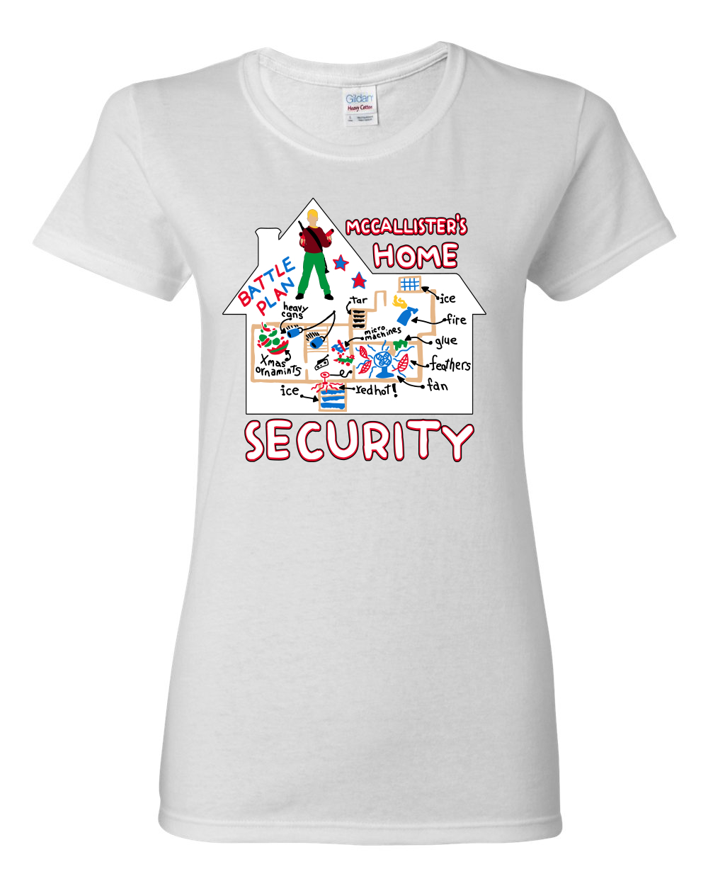 McCallister's Home Security Battle Plans Alone Women Graphic TShirt - Picture 15 of 16