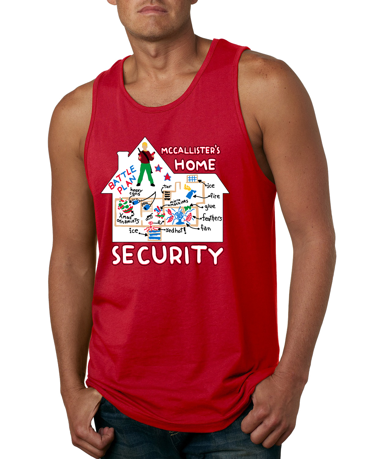 Camiseta sin mangas McCallister's Home Security Battle Plans sola para hombre - Imagen 7 de 9