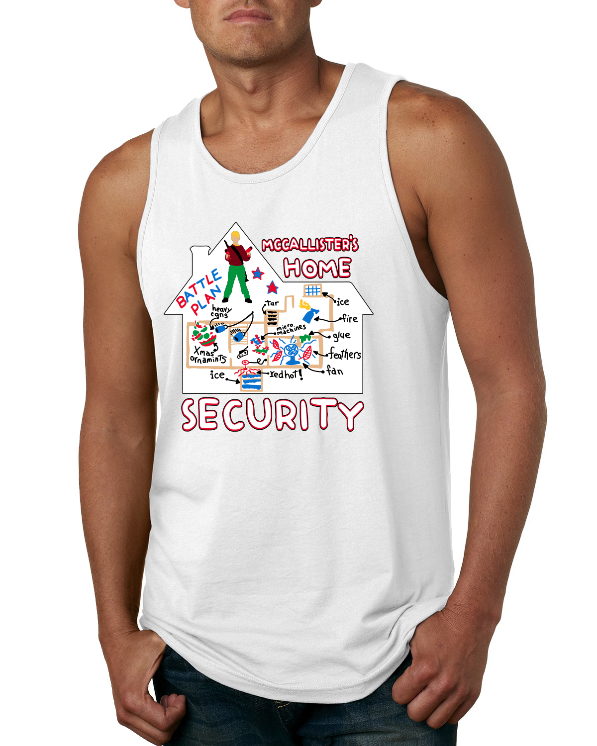 Camiseta sin mangas McCallister's Home Security Battle Plans sola para hombre - Imagen 9 de 9