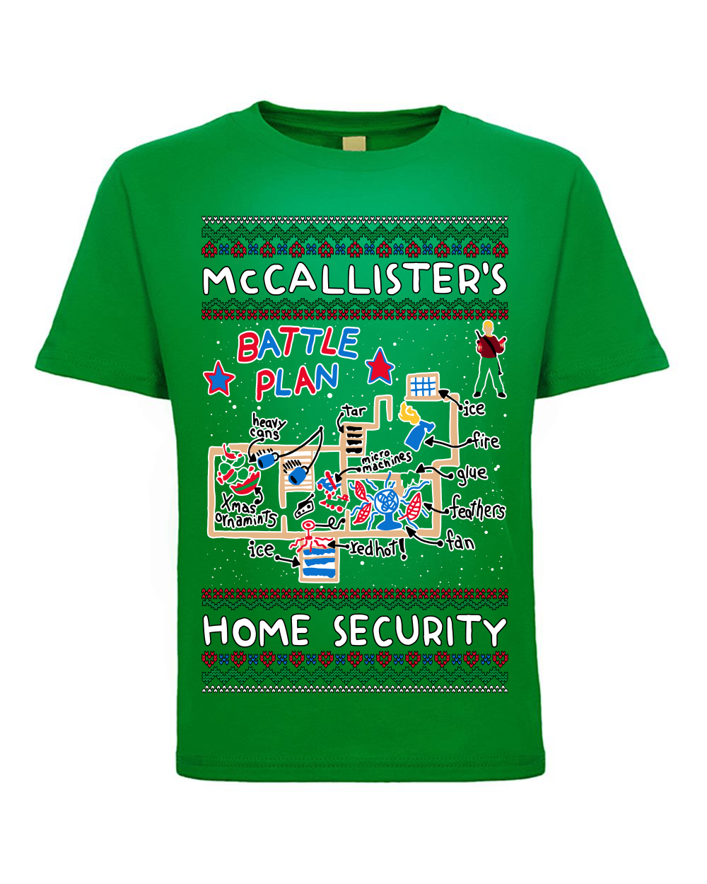 Grafik-T-Shirt McCallister's Home Security Battle Plan Alone Kevin Kleinkind Crew - Bild 3 von 6