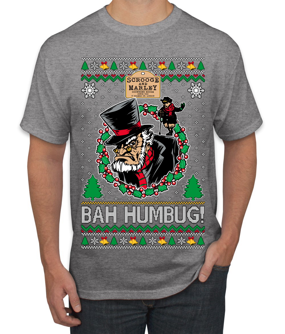 Scrooge BAH HUMBUG! Christmas Carol Novel Men TShirt - Picture 7 of 22