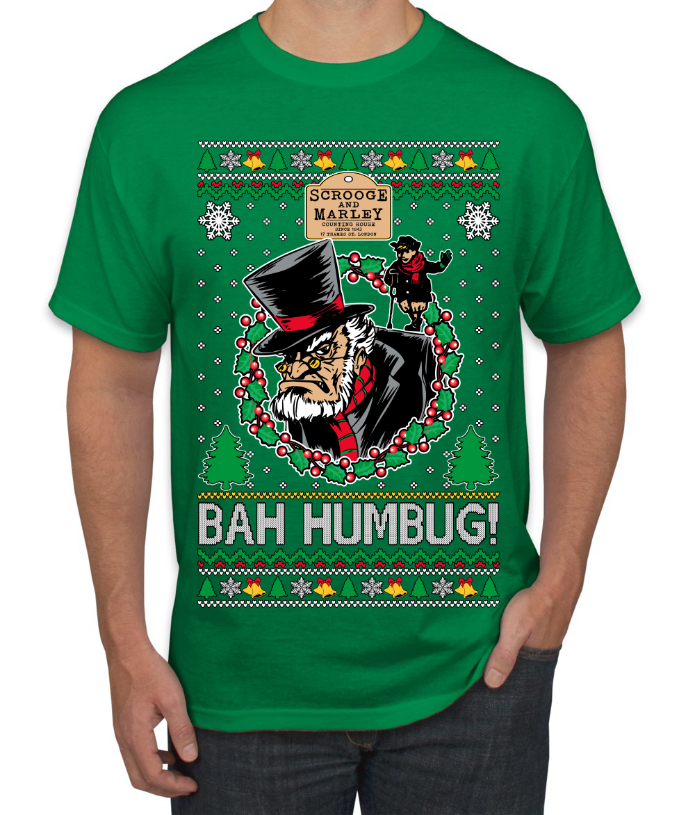 Scrooge BAH HUMBUG! Christmas Carol Novel Men TShirt - Picture 8 of 22