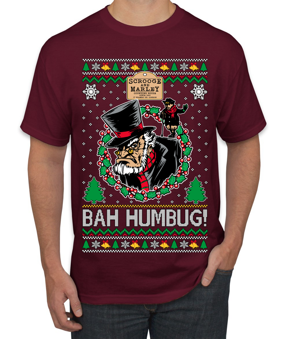 Scrooge BAH HUMBUG! Christmas Carol Novel Men TShirt - Picture 10 of 22