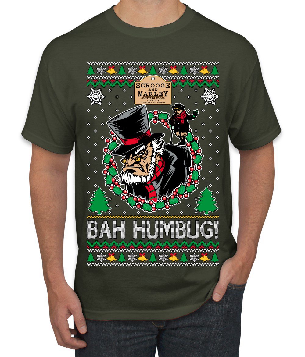 Scrooge BAH HUMBUG! Christmas Carol Novel Men TShirt - Picture 21 of 22