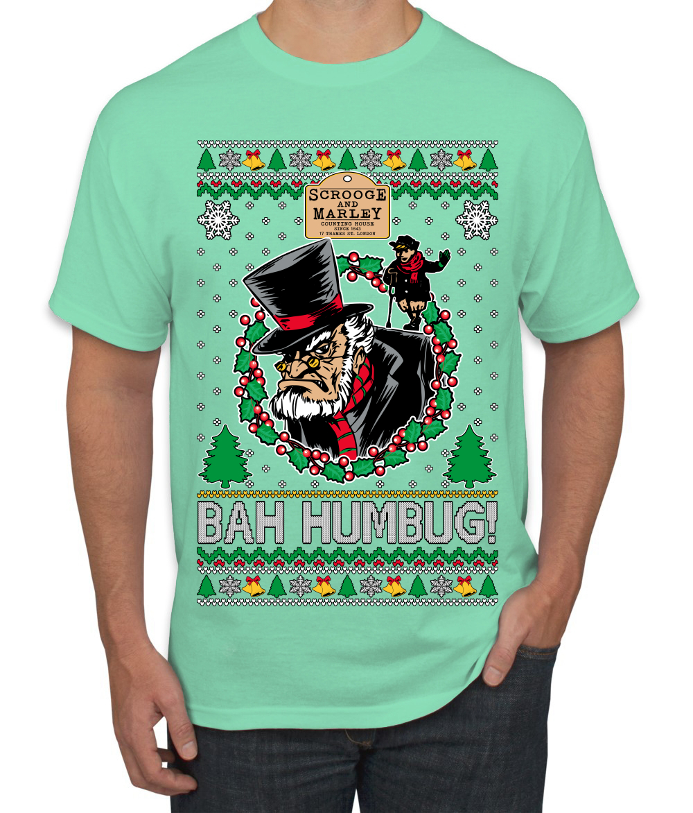 Scrooge BAH HUMBUG! Christmas Carol Novel Men TShirt - Picture 20 of 22