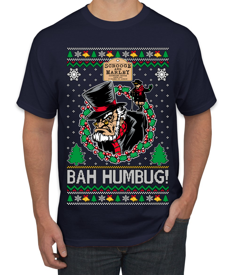 Scrooge BAH HUMBUG! Christmas Carol Novel Men TShirt - Picture 11 of 22