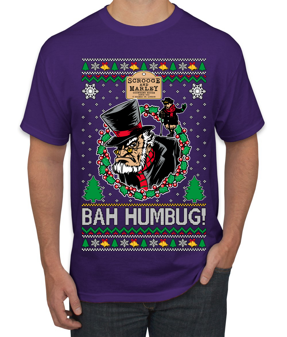 Scrooge BAH HUMBUG! Christmas Carol Novel Men TShirt - Picture 12 of 22