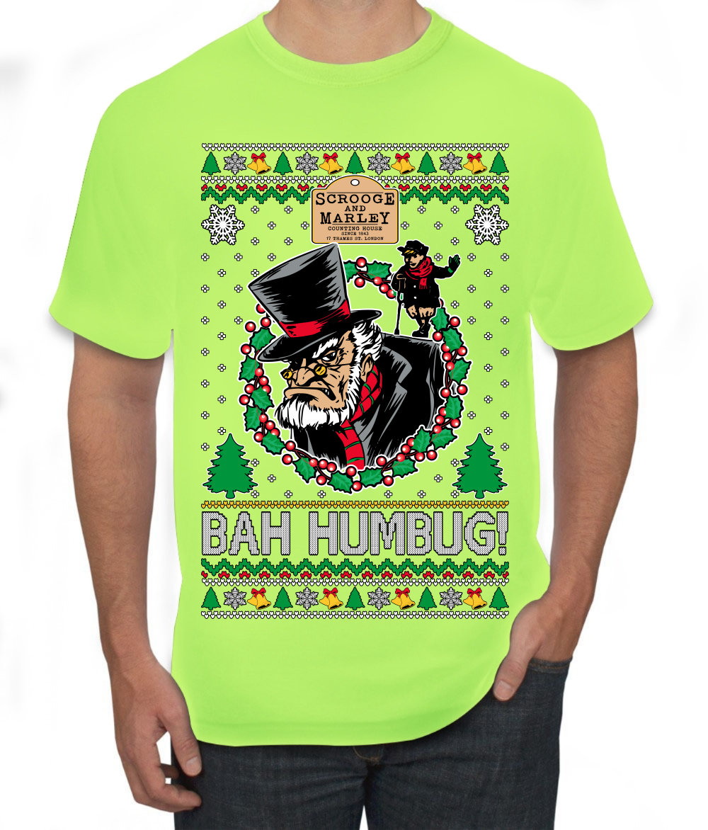 Scrooge BAH HUMBUG! Christmas Carol Novel Men TShirt - Picture 19 of 22