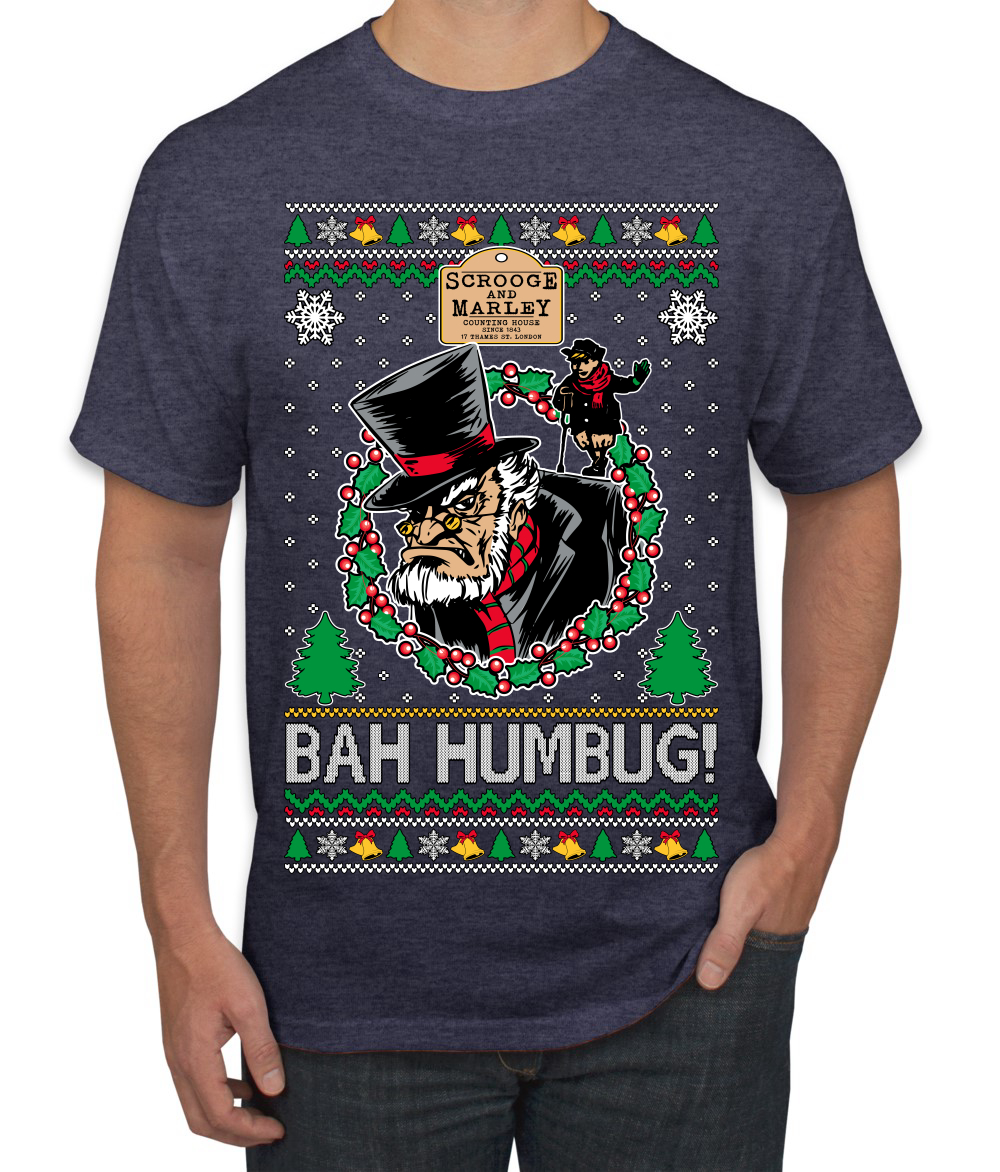 Scrooge BAH HUMBUG! Christmas Carol Novel Men TShirt - Picture 16 of 22