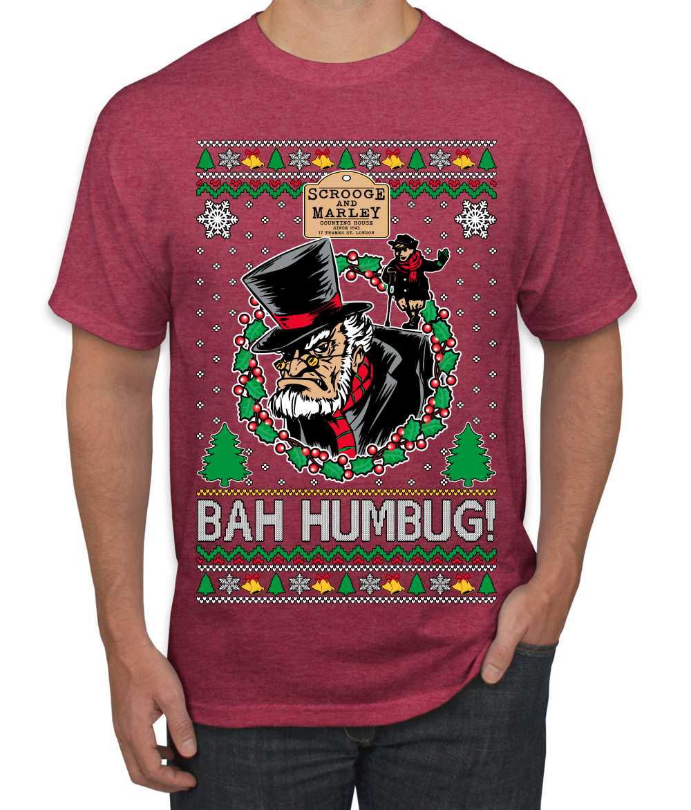 Scrooge BAH HUMBUG! Christmas Carol Novel Men TShirt - Picture 17 of 22