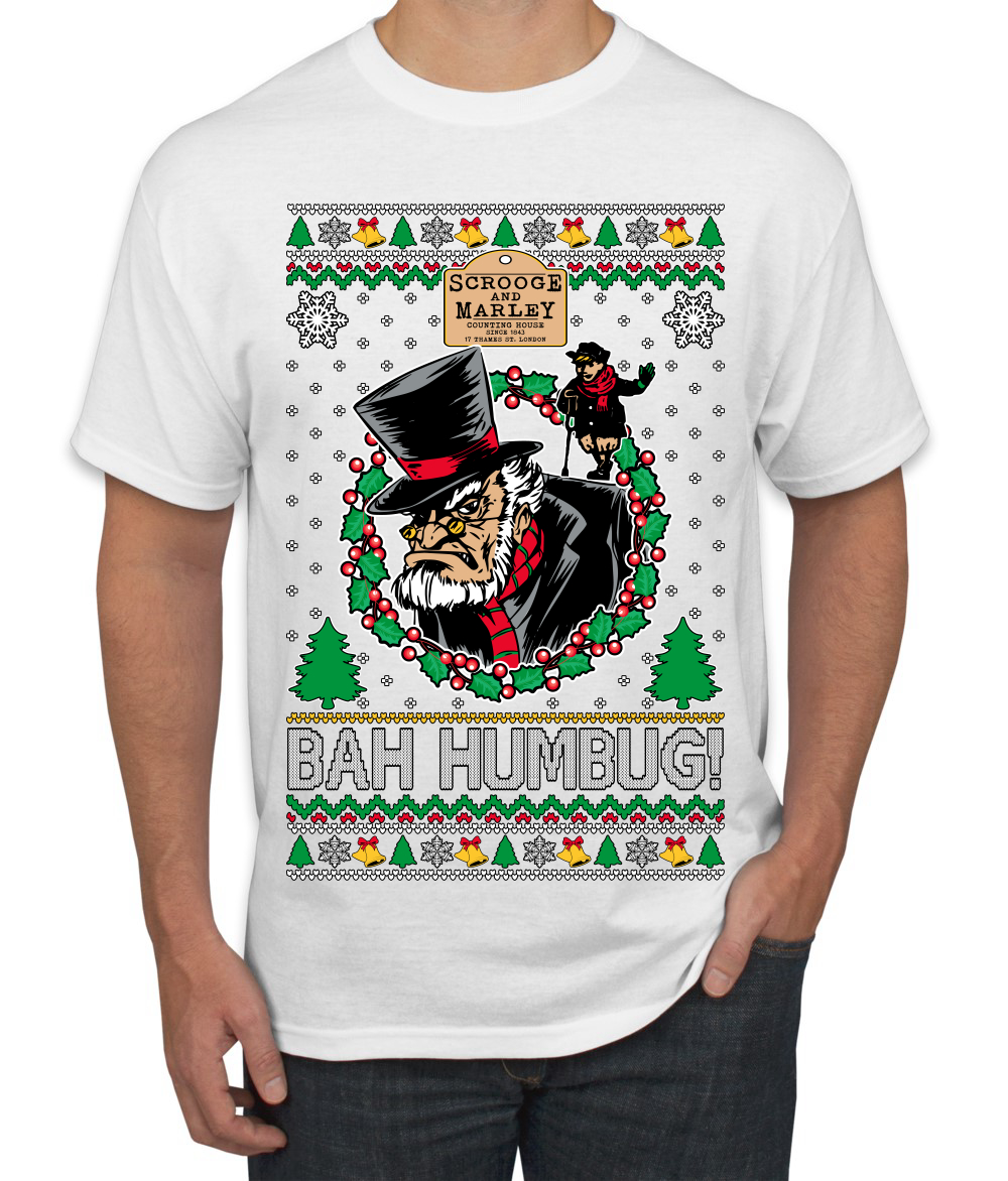 Scrooge BAH HUMBUG! Christmas Carol Novel Men TShirt - Picture 18 of 22