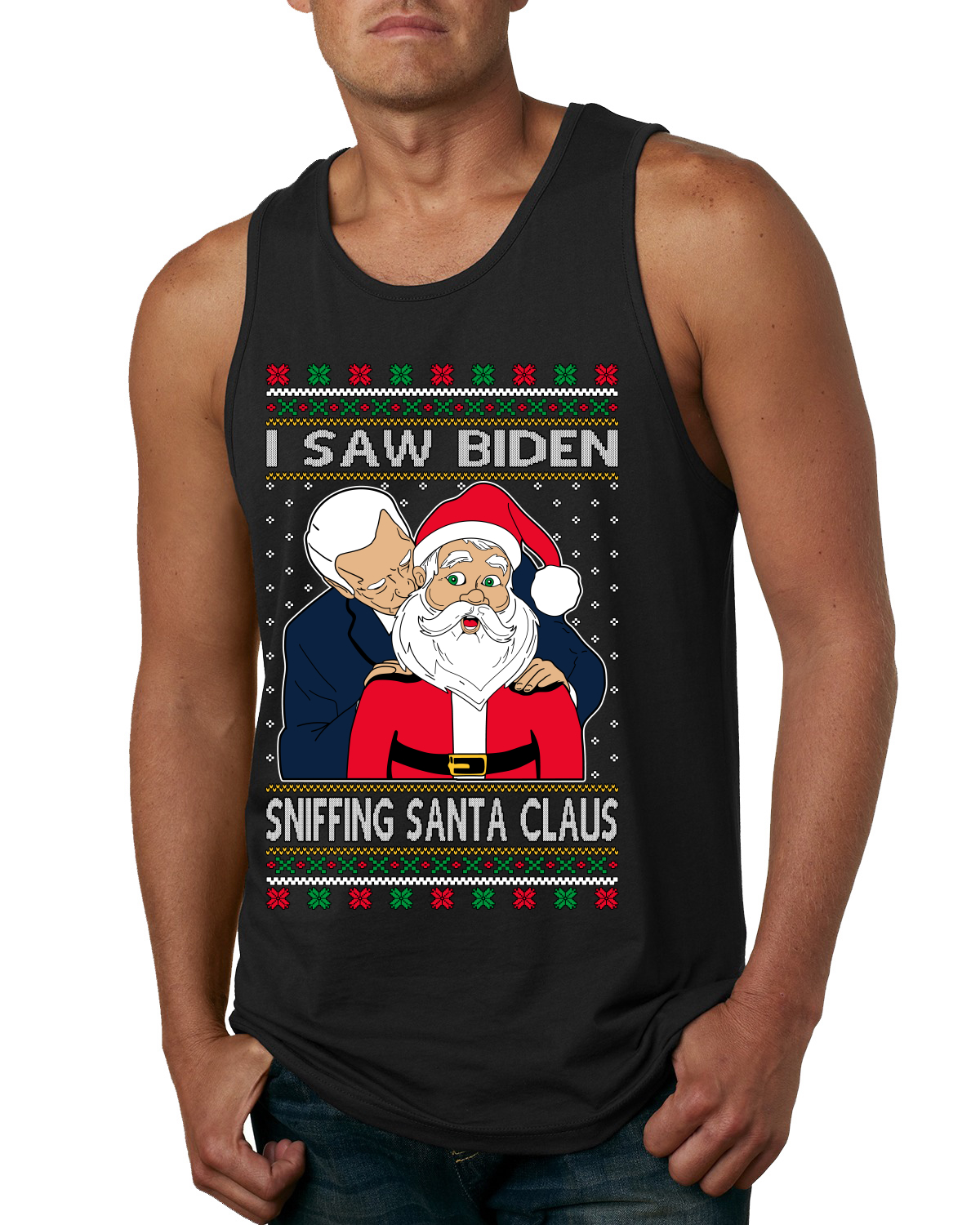 Camiseta sin mangas para hombre I Saw Biden olfateando a Santa Claus - Imagen 3 de 9