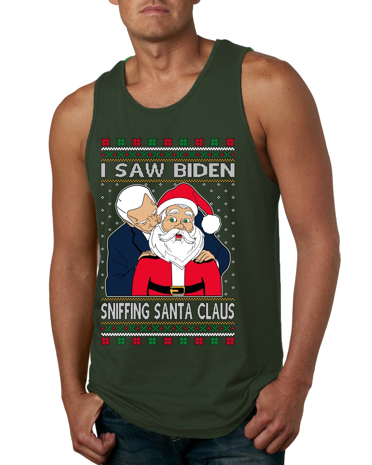 Camiseta sin mangas para hombre I Saw Biden olfateando a Santa Claus - Imagen 4 de 9