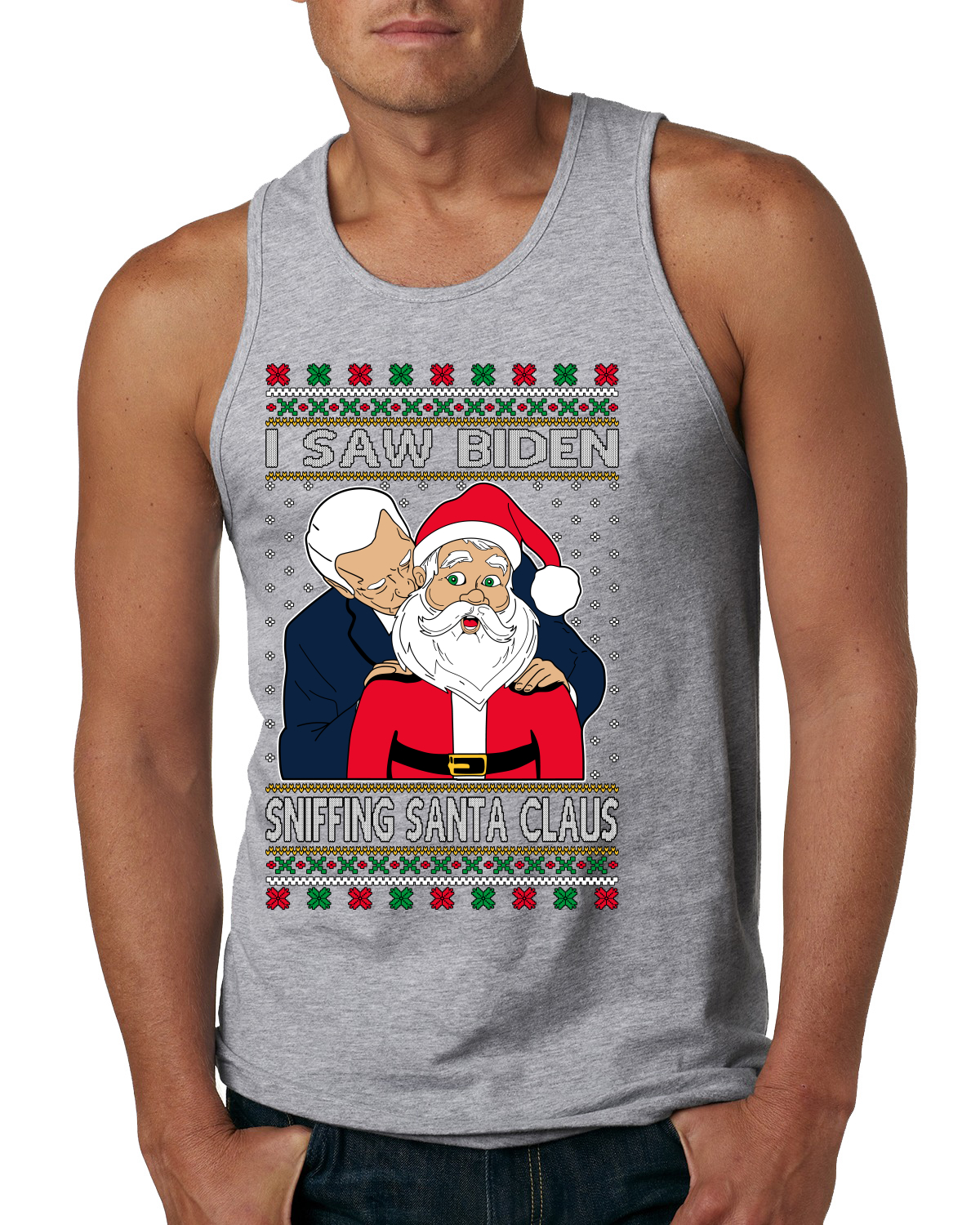 Camiseta sin mangas para hombre I Saw Biden olfateando a Santa Claus - Imagen 5 de 9