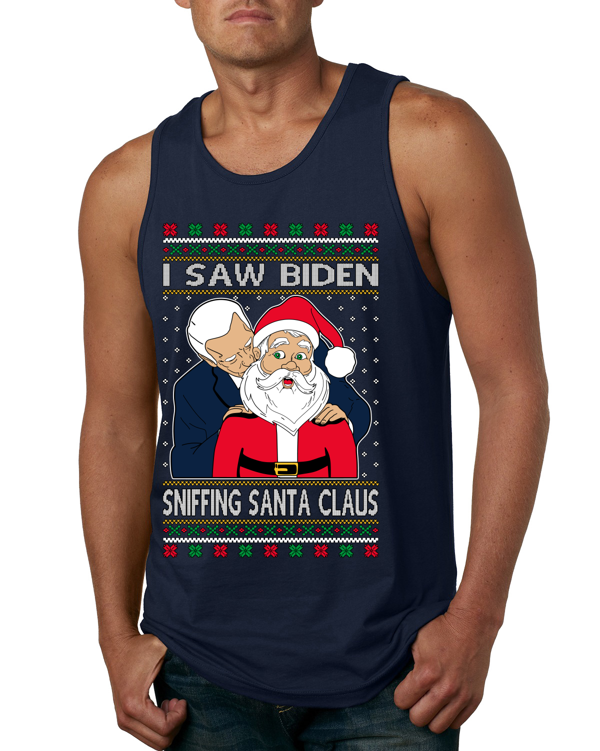 Camiseta sin mangas para hombre I Saw Biden olfateando a Santa Claus - Imagen 6 de 9