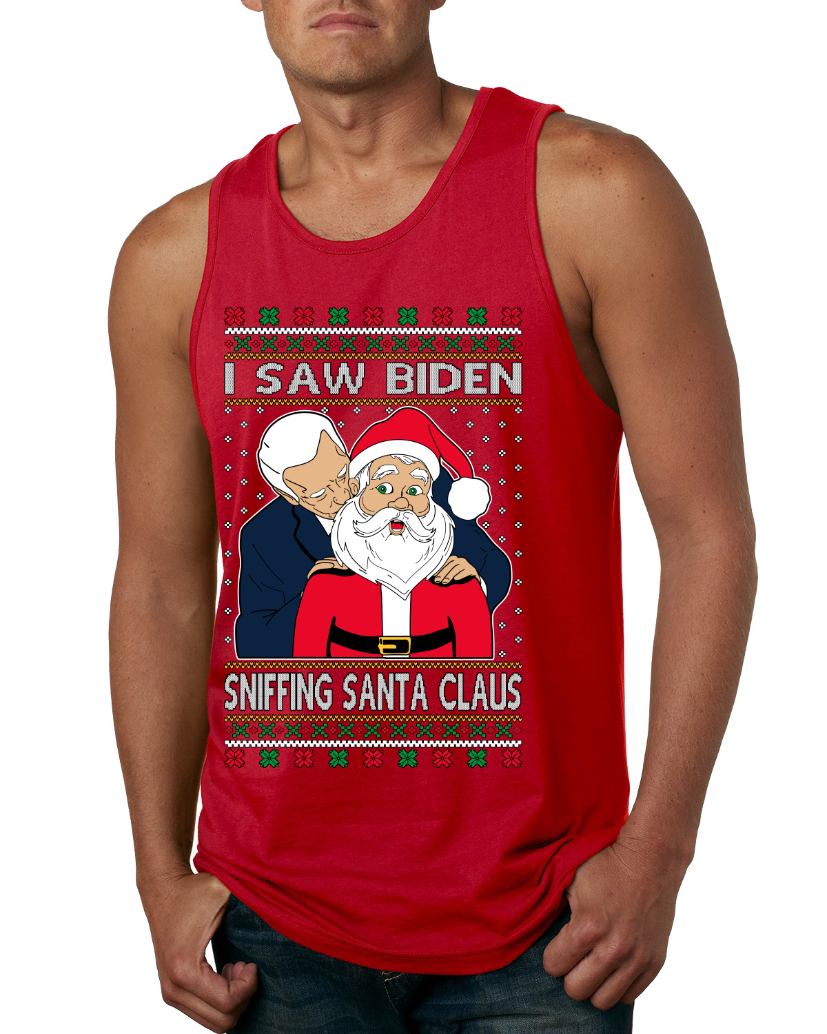 Camiseta sin mangas para hombre I Saw Biden olfateando a Santa Claus - Imagen 7 de 9