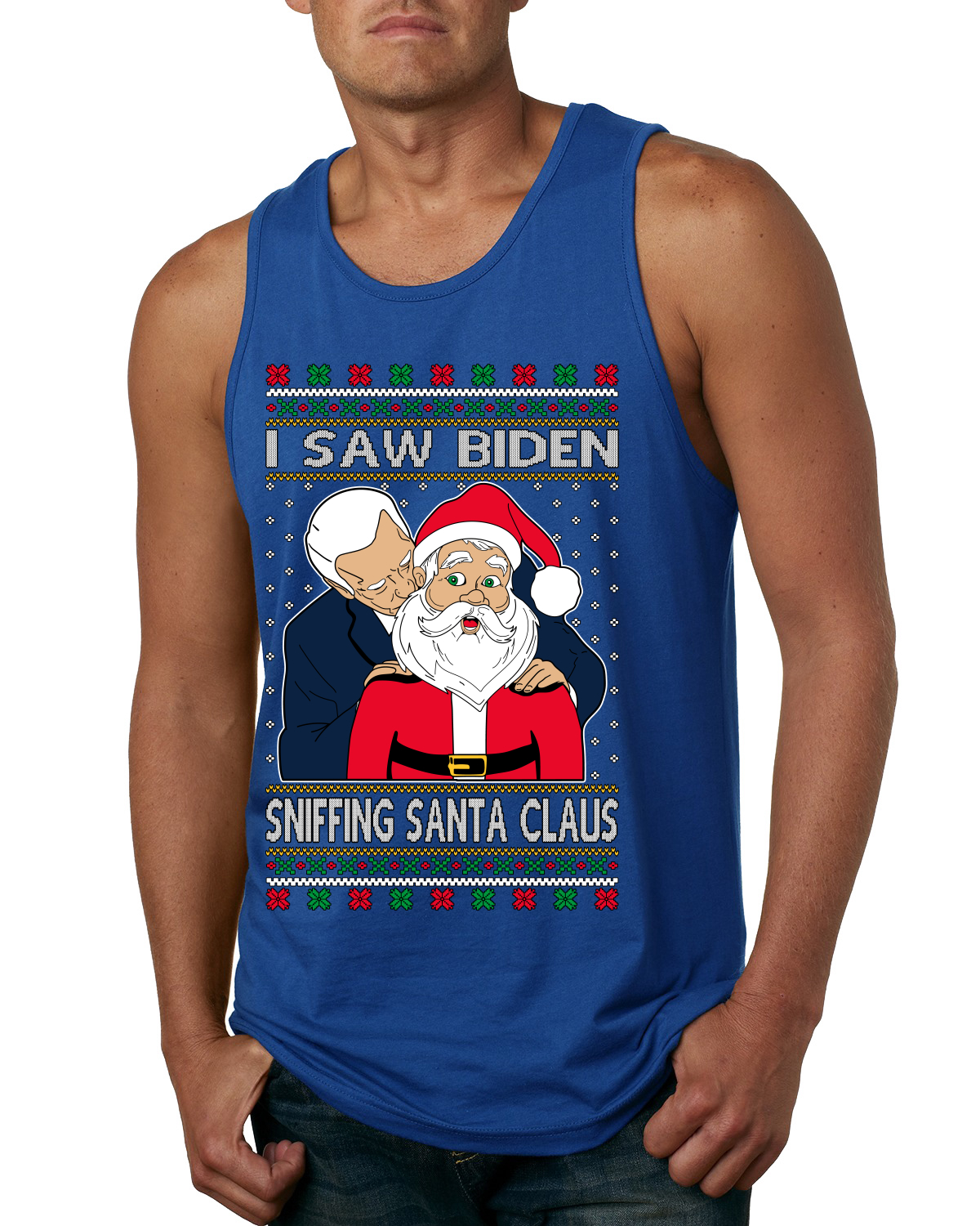 Camiseta sin mangas para hombre I Saw Biden olfateando a Santa Claus - Imagen 8 de 9