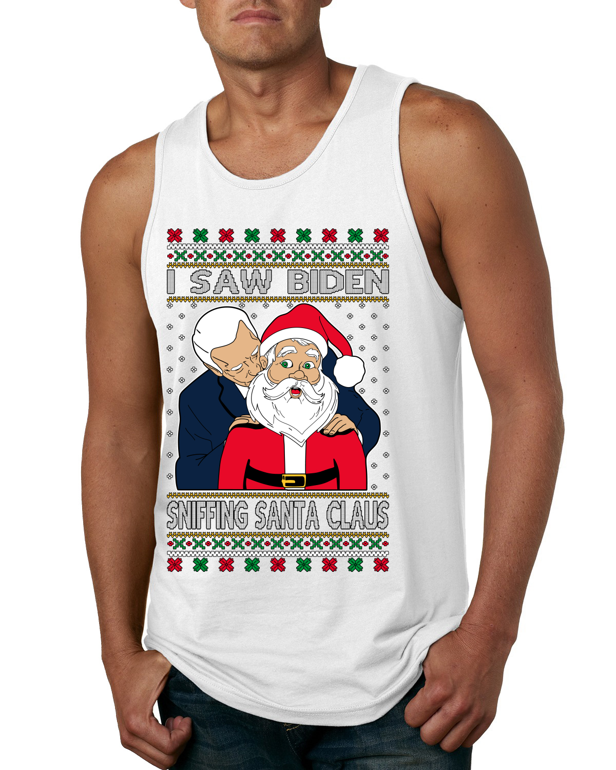 Camiseta sin mangas para hombre I Saw Biden olfateando a Santa Claus - Imagen 9 de 9