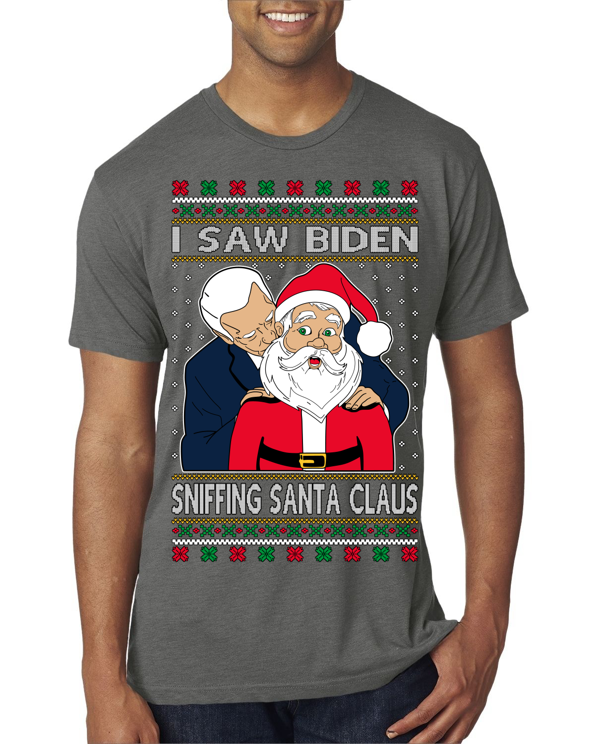 Camiseta I Saw Biden Sniffing Santa Claus Hombres Premium Tri Mezcla - Imagen 15 de 17