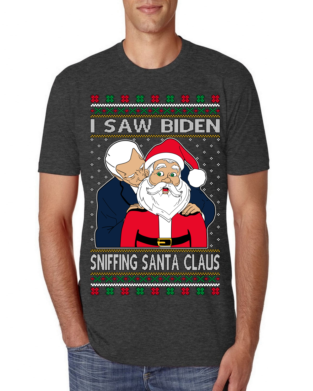 Camiseta I Saw Biden Sniffing Santa Claus Hombres Premium Tri Mezcla - Imagen 7 de 17
